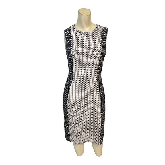 Calvin Klein Geometric Contrast Sheath Dress 6 - Picture 2 of 6